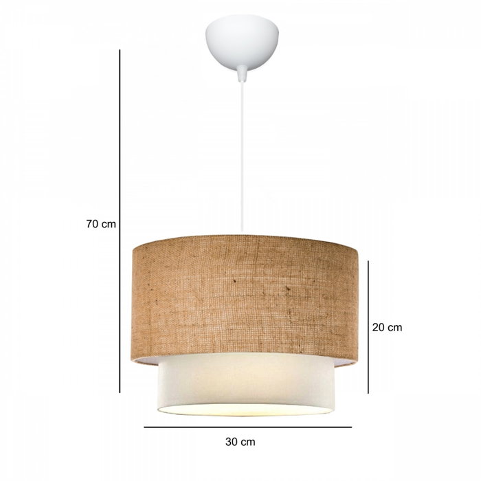 Opviq Lámpara de Araña AYD-2999v, Casquillo de Tela Beige, Diámetro 30 cm, Altura Total 70 cm, Potencia Máxima 15W